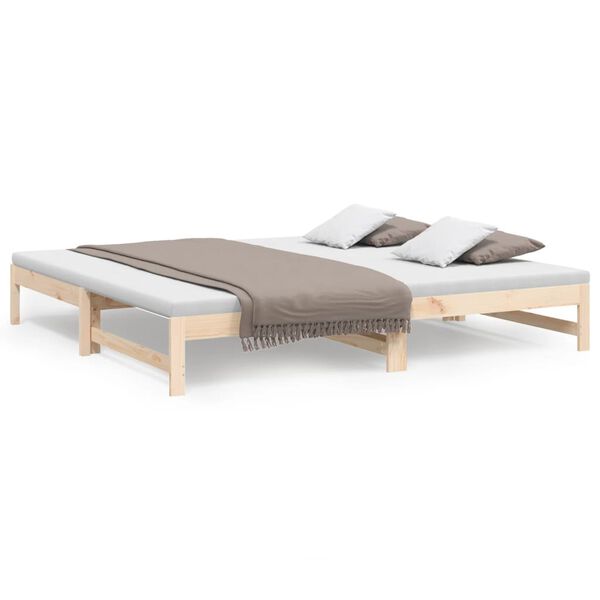 vidaXL Pull-out Day Bed without Mattress 2x(100x200) cm Solid Wood Pine