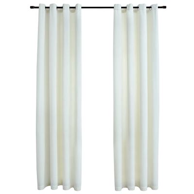 vidaXL Blackout Curtains with Rings 2 pcs Velvet Cream 140x245 cm