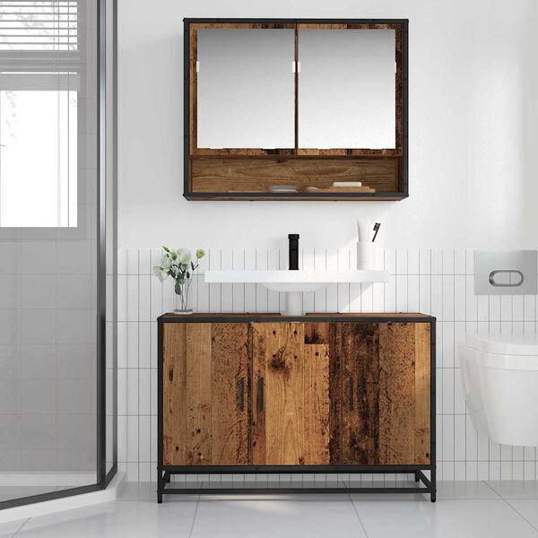 vidaXL Bathroom Cabinet Old Wood 90 x 33 x 60 cm Engineered Wood