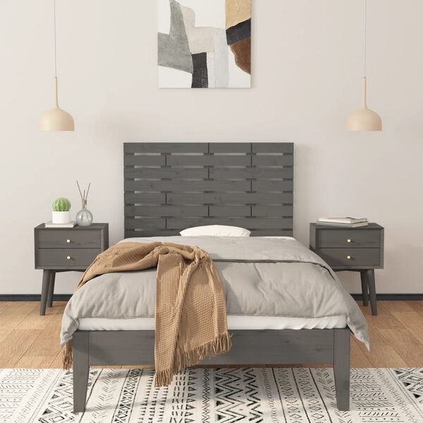 vidaXL Wall Headboard Grey 106x3x63 cm Solid Wood Pine