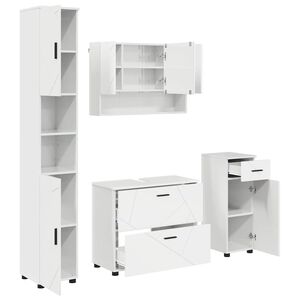 vidaXL Bathroom Furniture Set with Drawer 4 pcs High Gloss White