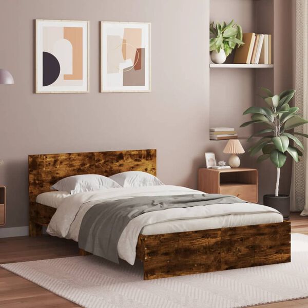 vidaXL Bed Frame without Mattress Smoked Oak 120x200 cm
