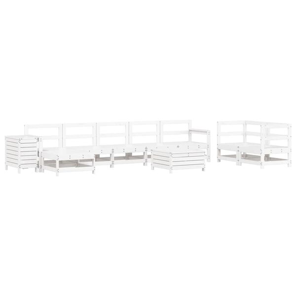 vidaXL 10 Piece Garden Sofa Set White Solid Wood Pine