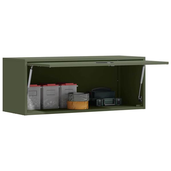 vidaXL Wall Cabinet for Garage with Gas-lift Door Olive green