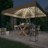 vidaXL Gazebo with LED String Lights 3x3 m Taupe Fabric