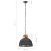 vidaXL Industrial Hanging Lamp Grey Round 50 cm E27 Solid Mango Wood