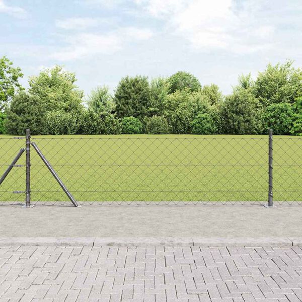 vidaXL Fence Post Grey 10 x 0.4 m (60 x 60 mm mesh) Steel and PVC