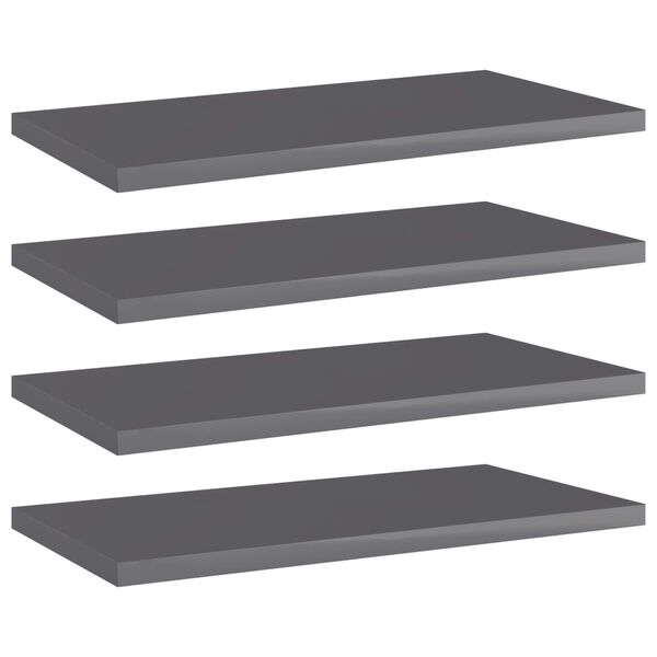 vidaXL Bookshelf Boards 4 pcs High Gloss Grey 40x20x1.5 cm Engineered Wood