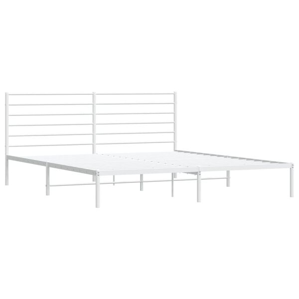 vidaXL Metal Bed Frame without Mattress with Headboard White 200x200cm