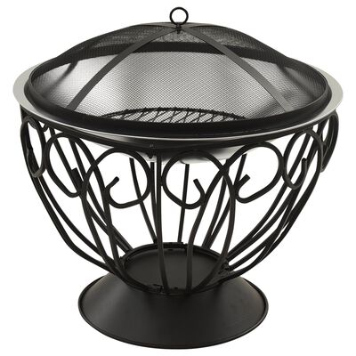 vidaXL 2-in-1 Fire Pit and BBQ with Poker 59x59x60 cm Stainless Steel