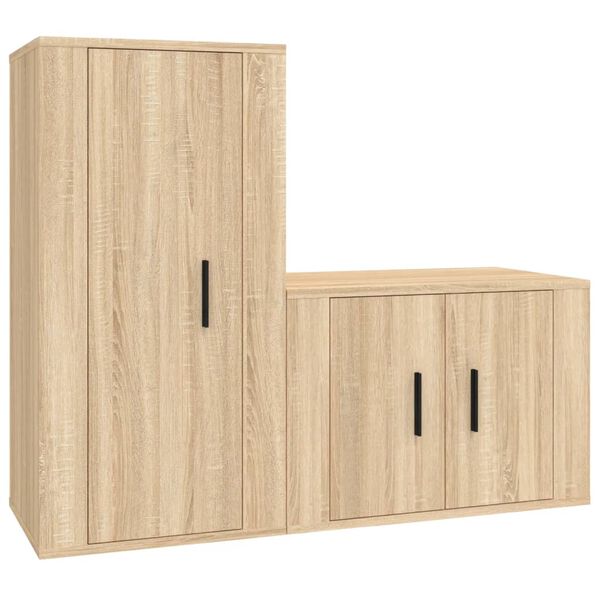 vidaXL 2 Piece TV Cabinet Set Sonoma Oak Engineered Wood