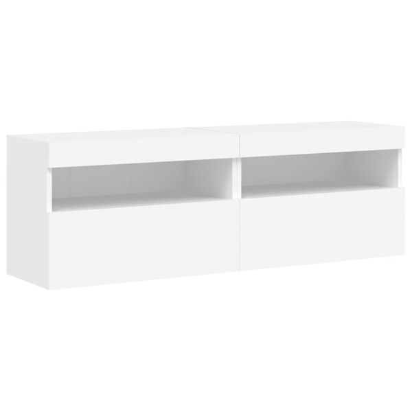 vidaXL TV Wall Cabinets with LED Lights 2 pcs White 60x30x40 cm