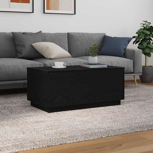 vidaXL Coffee Table with LED Lights Black Oak 90x50x40 cm