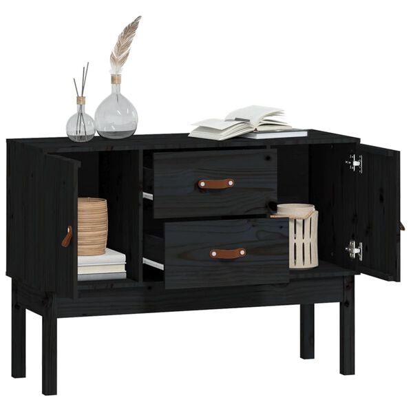vidaXL Sideboard Black 110x40x78 cm Solid Wood Pine