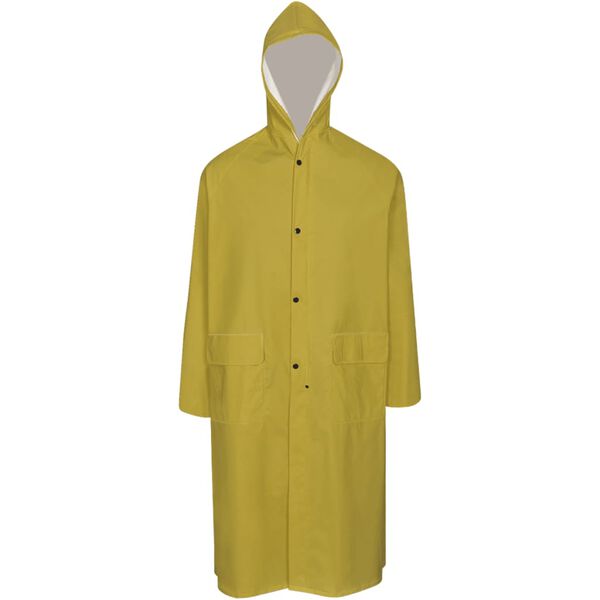vidaXL Waterproof Heavy-duty Long Raincoat with Hood Yellow L