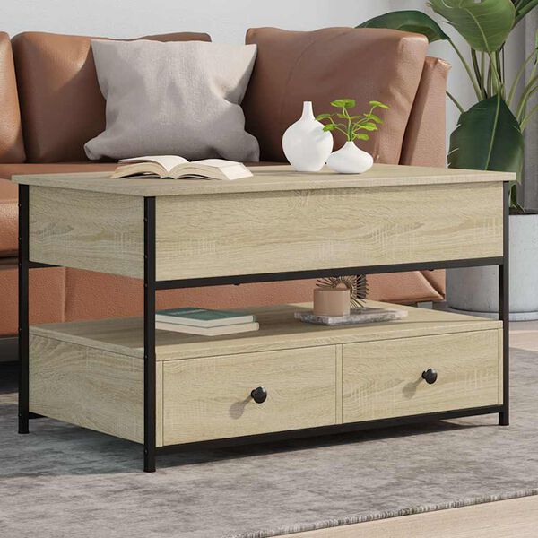 vidaXL Coffee Table Sonoma Oak 85x50x50 cm Engineered Wood and Metal