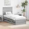 vidaXL Bed Frame with Drawer Grey Sonoma 75 x 190 cm Engineer Wood