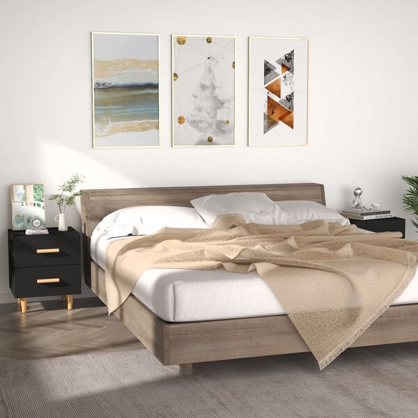 vidaXL Bed Cabinets 2 pcs Black 40x35x47.5 cm