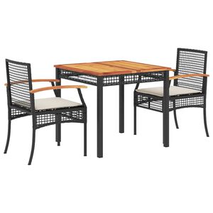 vidaXL 9 Piece Garden Dining Set with Cushions Black Poly Rattan