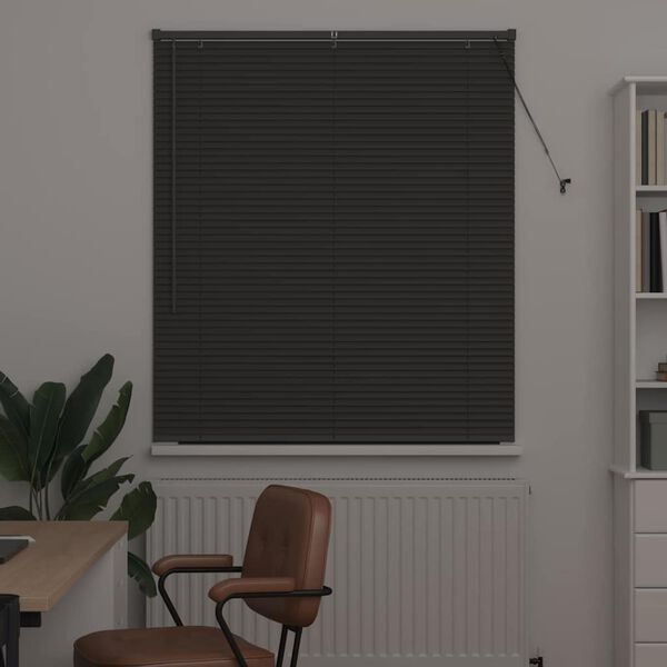 vidaXL Window Blind with Curtains Manual Dark grey Aluminium