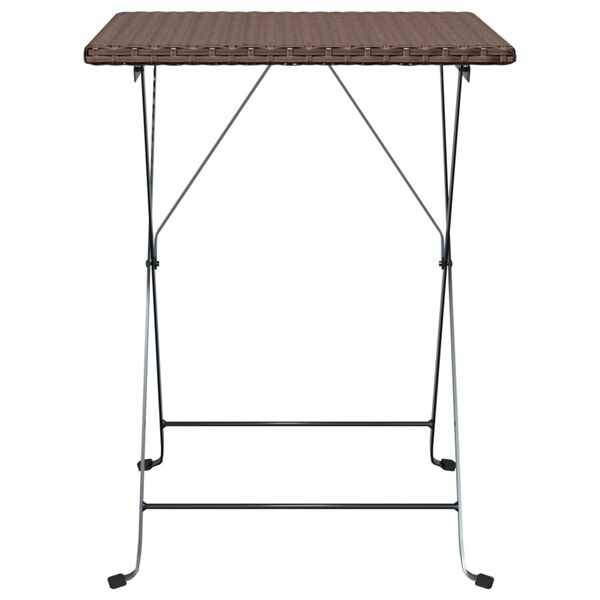 vidaXL Folding Bistro Table Brown 55x54x71 cm Poly Rattan