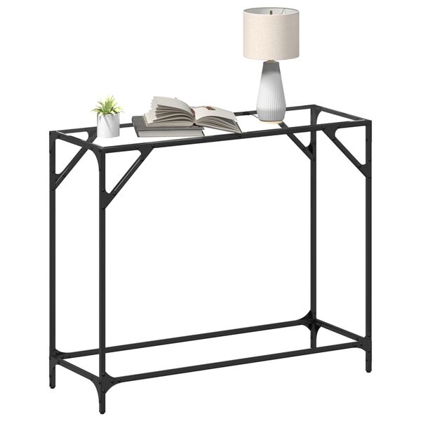 vidaXL Console Table with Transparent Glass Top 98x35x81 cm Steel