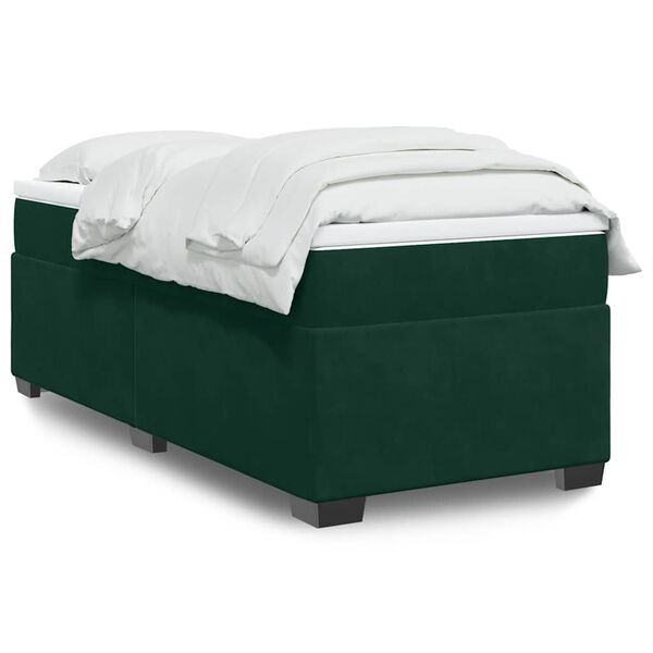 vidaXL Box Spring Bed with Mattress Dark Green 90x200 cm Velvet