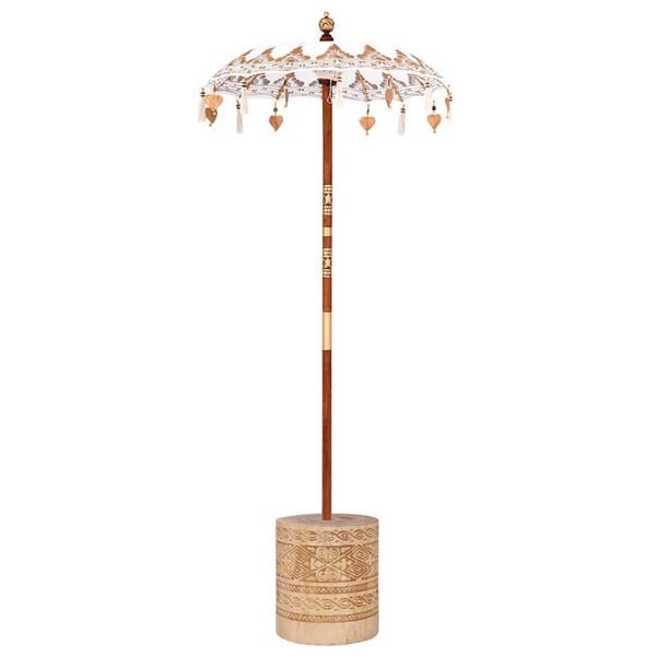 vidaXL Balinese Parasol 260 Cream 95-100 cm Cotton and solid wood