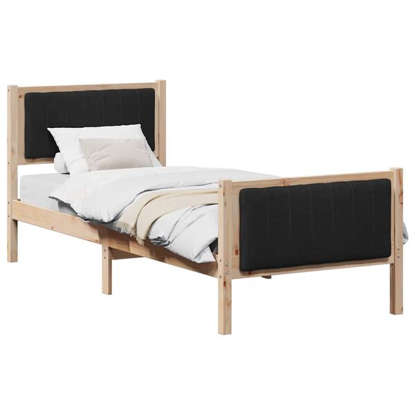 vidaXL Bed frame Brown and black 80 x 200 cm Solid pine wood