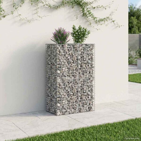 vidaXL Gabion Raised Bed Silver 90 x 50 x 150 cm Galvanised Steel