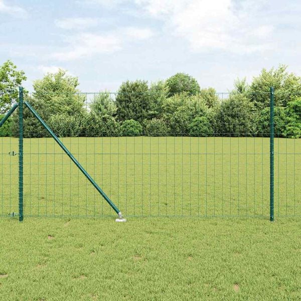 vidaXL Fence with Post Green 1.2 x 25 m Steel and PVC