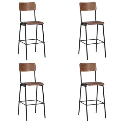 vidaXL Bar Chairs 4 pcs Solid Plywood Steel