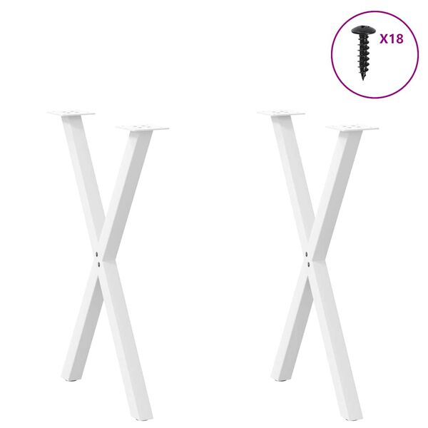 vidaXL Dining Table Legs X-Shaped 2 pcs White 57x(72-73) cm Steel