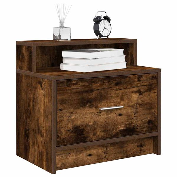 vidaXL Bedside Cabinets with Drawer 2 pcs Smoked Oak 51x31x47 cm