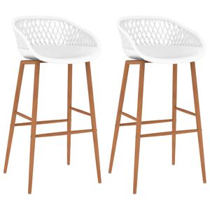 vidaXL Bar Chair | Set of 2 | White | PP, Metal | Standard | Ergonomic
