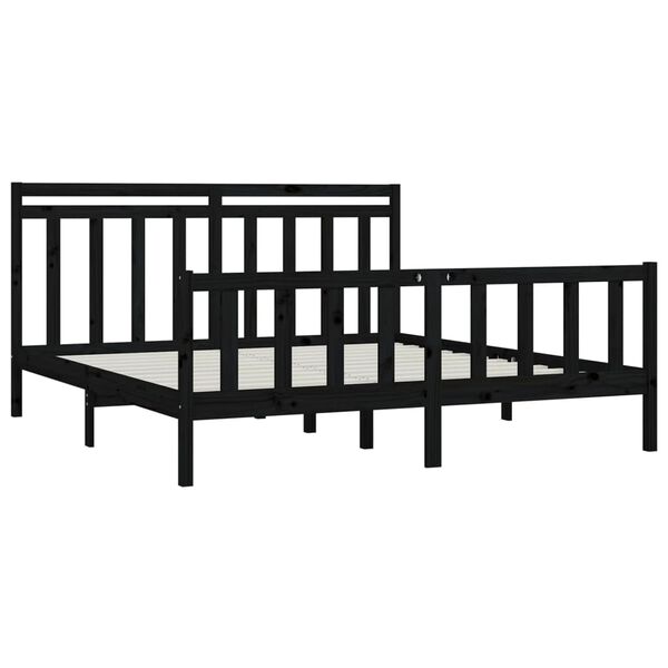 vidaXL Bed Frame without Mattress Black Solid Wood Pine 200x200 cm
