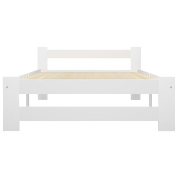 vidaXL Bed Frame without Mattress White Solid Pine Wood 90x200 cm