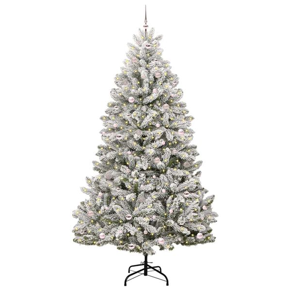 vidaXL Artificial Christmas Tree Green and White 270 cm PVC and Metal
