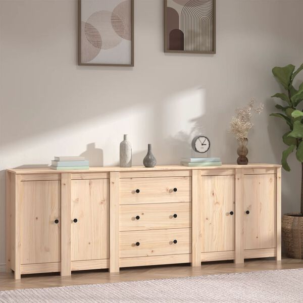 vidaXL Sideboard 230x35x80 cm Solid Wood Pine