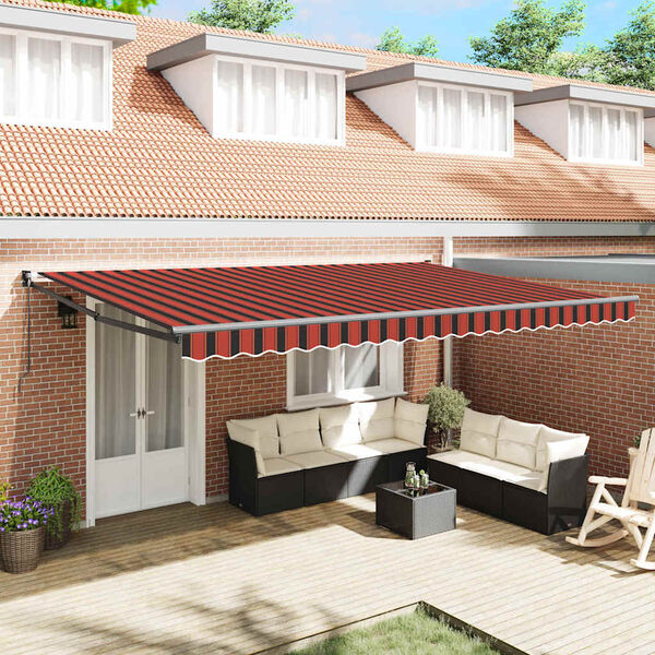 vidaXL Retractable Awning Orange and Brown 500 x 300 cm