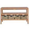 vidaXL Bathroom Vanity Cabinet with 4 Baskets Solid Teak 132x45x75 cm