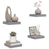 vidaXL Floating Wall Shelves 4 pcs Grey 23x23.5x3.8 cm MDF
