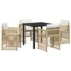 vidaXL Garden Dining Set 5 pcs Beige Poly rattan