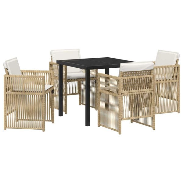 vidaXL Garden Dining Set 5 pcs Beige Poly rattan