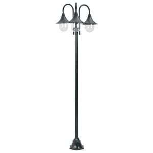 vidaXL Garden Post Light E27 220 cm Aluminium 3-Lantern Dark Green