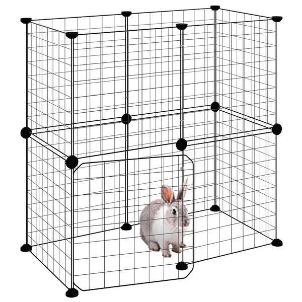 vidaXL 12-Panel Pet Cage with Door Black 35x35 cm Steel