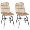 vidaXL Dinning Chair 2 pcs Rattan and Steel Natural 41 x 55 x 85 cm