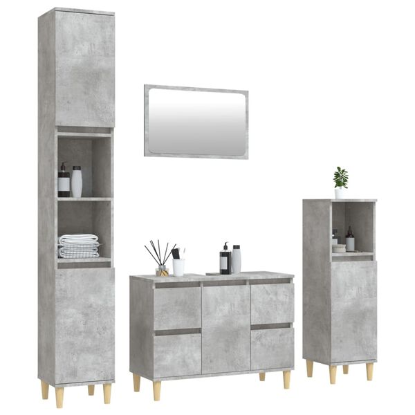 vidaXL 4 Piece Bathroom Furniture Set Concrete Grey Engineered Wood