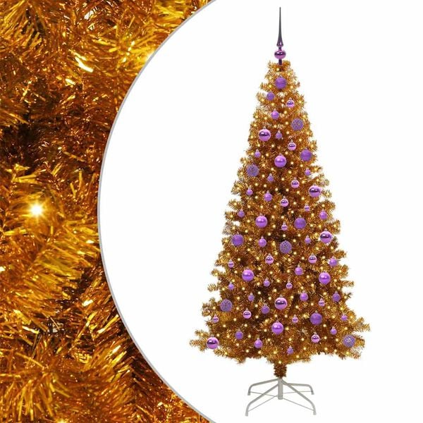 vidaXL Christmas Tree with 300 LEDs with Stand Gold 180 cm PET