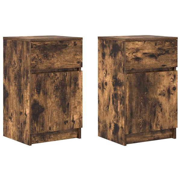 vidaXL Bedside Cabinets 2 pcs Smoked Oak 39x35x65 cm Engineered Wood